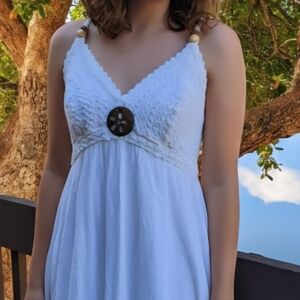 White Sleeveless Top with Button Detail